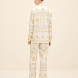 Floral-Print Silk Straight Trouser Multi Color