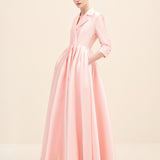 Flower-Belt Tailored Maxi Dress Light Peach