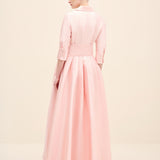 Flower-Belt Tailored Maxi Dress Light Peach