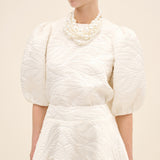 Textured Puff Sleeve Blouse White