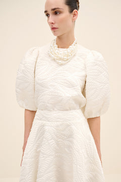 Textured Puff Sleeve Blouse White