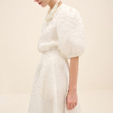 Textured Puff Sleeve Blouse White