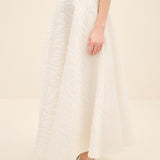 Textured A-Line Midi Skirt White