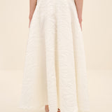 Textured A-Line Midi Skirt White