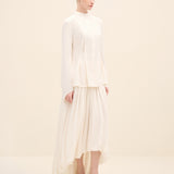 Mandarin Collar Flared Cuff Blouse Offwhite