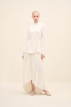 Mandarin Collar Fla Cuff Blouse