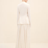 Mandarin Collar Flared Cuff Blouse Offwhite