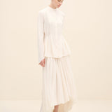 Mandarin Collar Flared Cuff Blouse Offwhite
