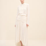 Ruched Waist Midi Skirt Offwhite