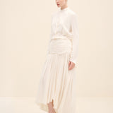 Ruched Waist Midi Skirt Offwhite