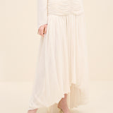 Ruched Waist Midi Skirt Offwhite