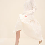 Ruched Waist Midi Skirt Offwhite