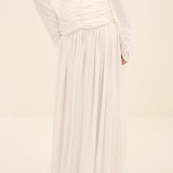 Ruched Waist Midi Skirt Offwhite