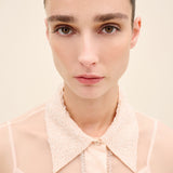 Embellished Sheer Organza Shirt Light Blush