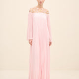 Embellished Pleated Chiffon Gown Light Pink