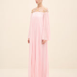 Embellished Pleated Chiffon Gown Light Pink