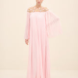 Embellished Pleated Chiffon Gown Light Pink
