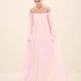Embellished Pleated Chiffon Gown Light Pink