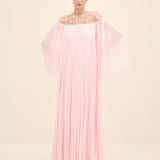 Embellished Pleated Chiffon Gown Light Pink
