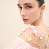 Embellished Pleated Chiffon Gown Light Pink