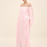 Embellished Pleated Chiffon Gown Light Pink