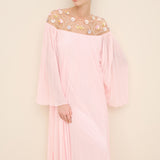 Embellished Pleated Chiffon Gown Light Pink