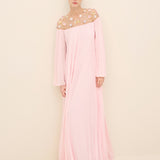 Embellished Pleated Chiffon Gown Light Pink