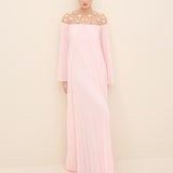Embellished Pleated Chiffon Gown Light Pink
