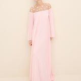 Embellished Pleated Chiffon Gown Light Pink