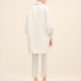 Lace-Up Sleeve Oversized Tunic Shirt Offwhite