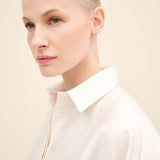 Lace-Up Sleeve Oversized Tunic Shirt Offwhite