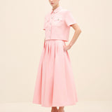Pleated Midi Skirt Pink