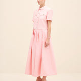 Crystal-Button Cropped Jacket Pink