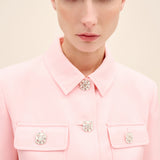 Crystal-Button Cropped Jacket Pink