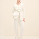 High-Waist Wide-Leg Tailored Trousers Off White