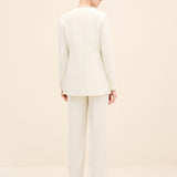 High-Waist Wide-Leg Tailored Trousers Off White