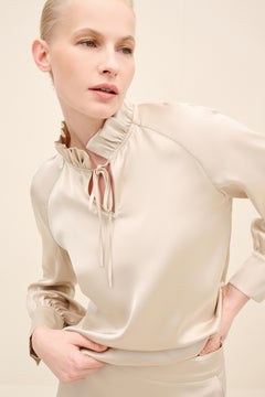 Ruffled Neck Embellished Blouse