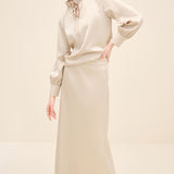 Embellished Maxi Skirt Beige