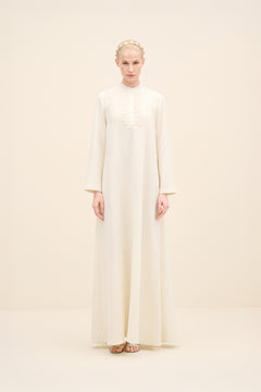 Ruffled Bib Front Maxi Dress