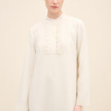 Ruffled Bib Front Maxi Dress