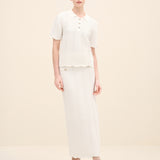 Wave-Textured Knit Long Skirt Offwhite