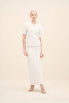 Wave-Textu Knit Long Skirt