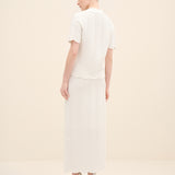 Wave-Textured Knit Long Skirt Offwhite