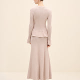 Ribbed Knit Maxi Skirt Gold