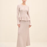 Ribbed Knit Maxi Skirt Gold