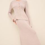 Ribbed Knit Maxi Skirt Gold