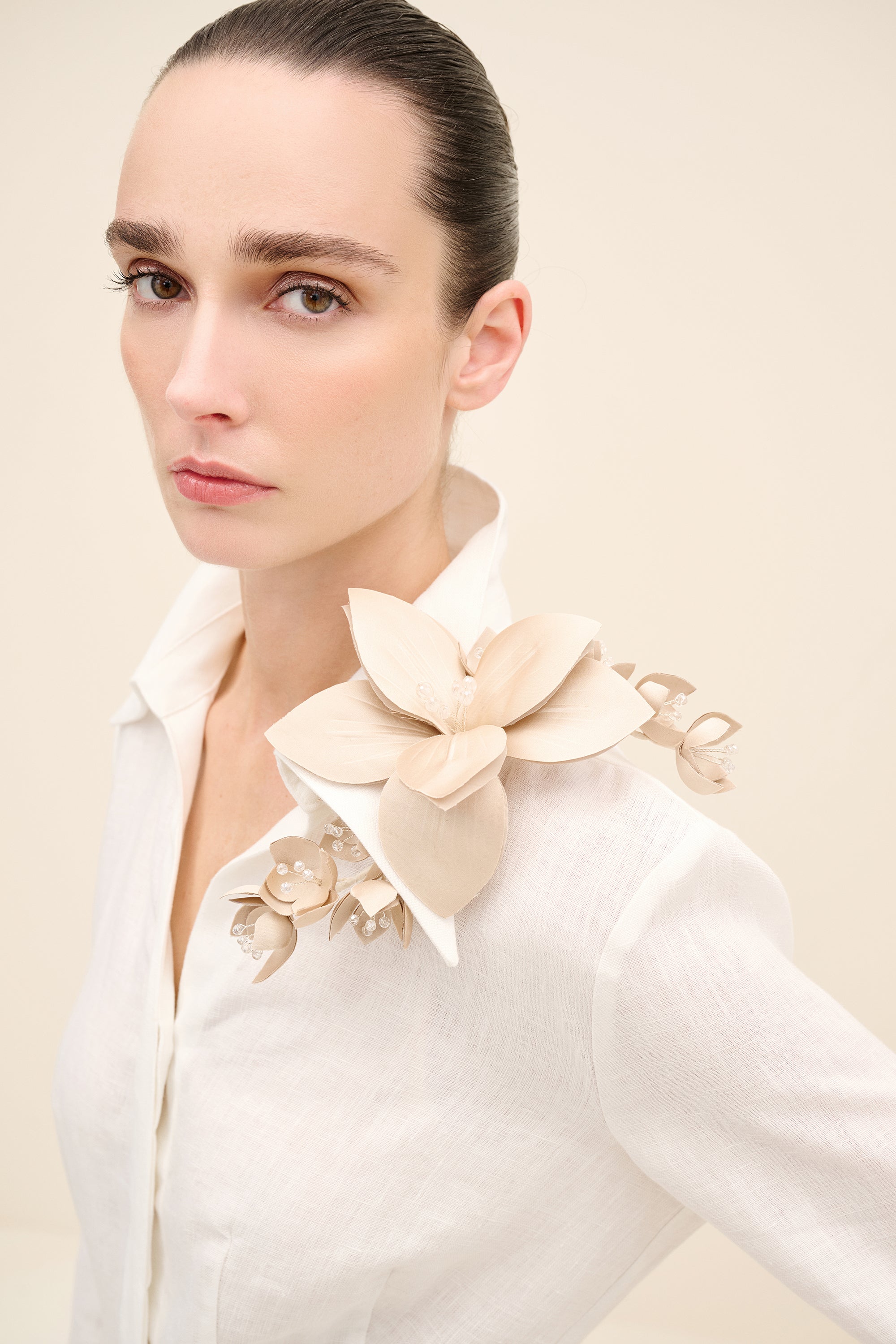 Silk Satin Crystal Embellished Brooch