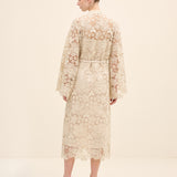 Floral Lace Midi Dress Beige