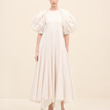 Voluminous Sleeve Midi Dress Offwhite
