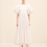 Voluminous Sleeve Midi Dress Offwhite